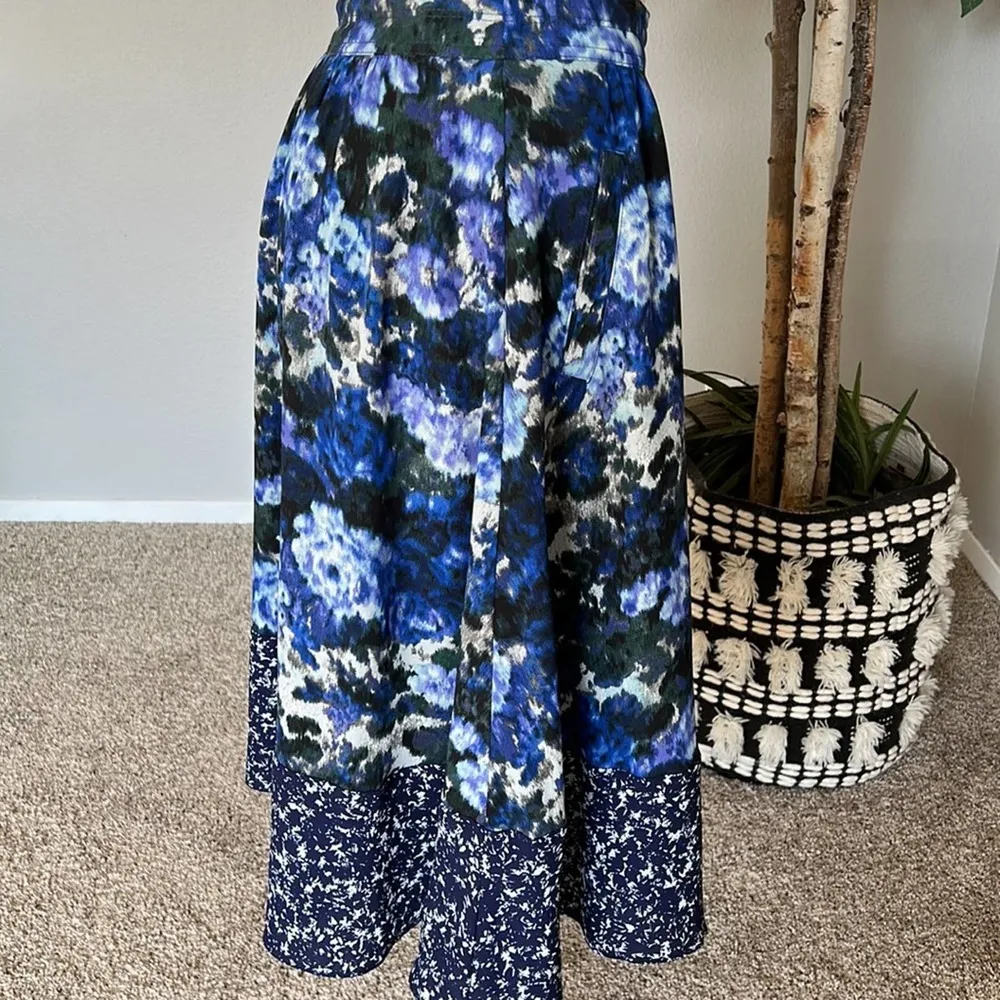 Adrianna Papell Blue Floral Pleated Skirt - Image 5