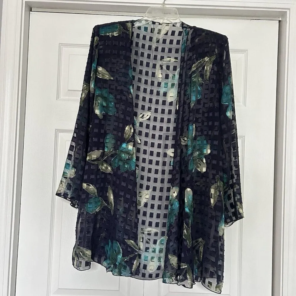 Size 16 Patra Lovely Cocktail Party Wedding Attire Dress Multicolor Cardigan Green - Image 7