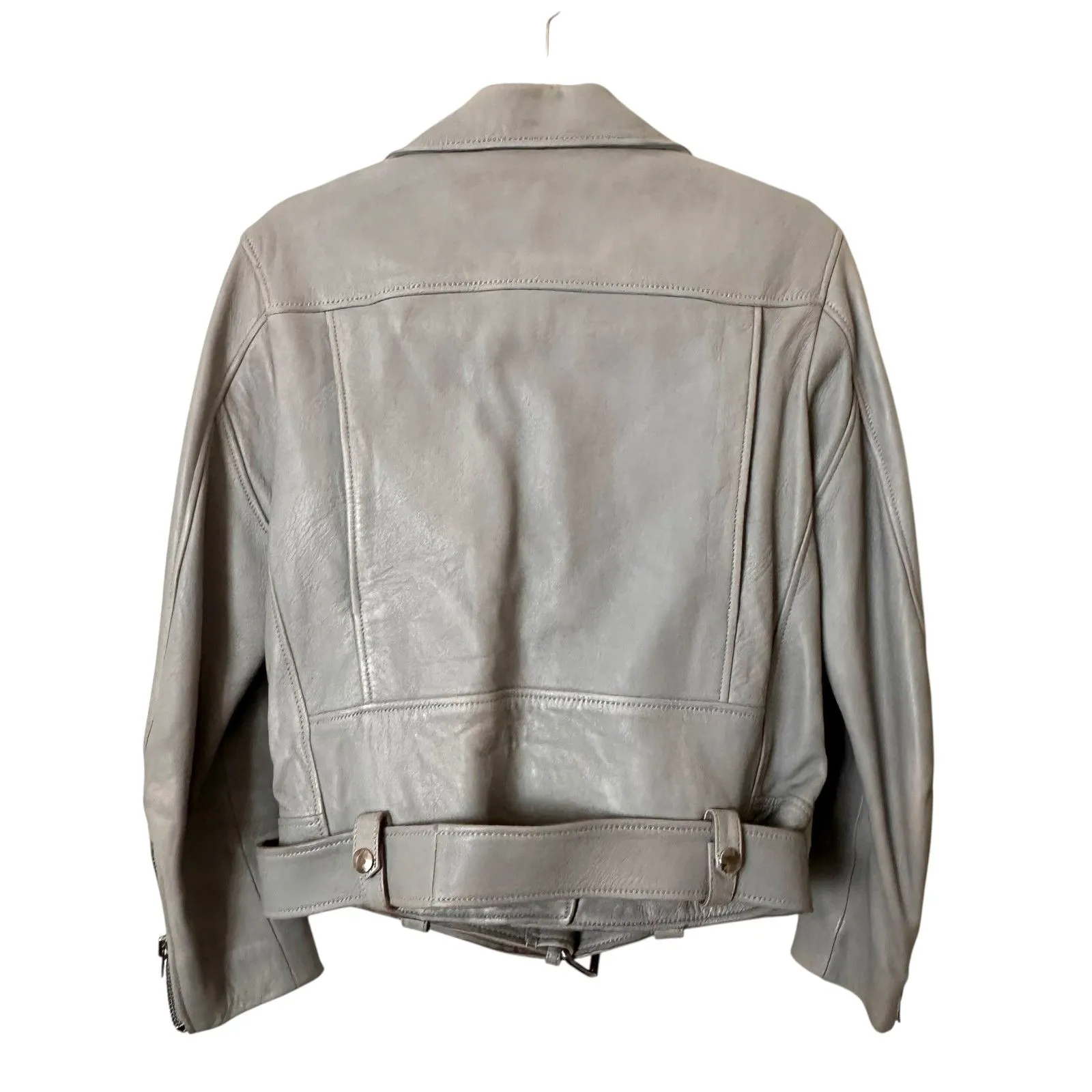 ACNE STUDIOS Leather Moto Jacket Grey Sz 38 (US 6) - Image 6