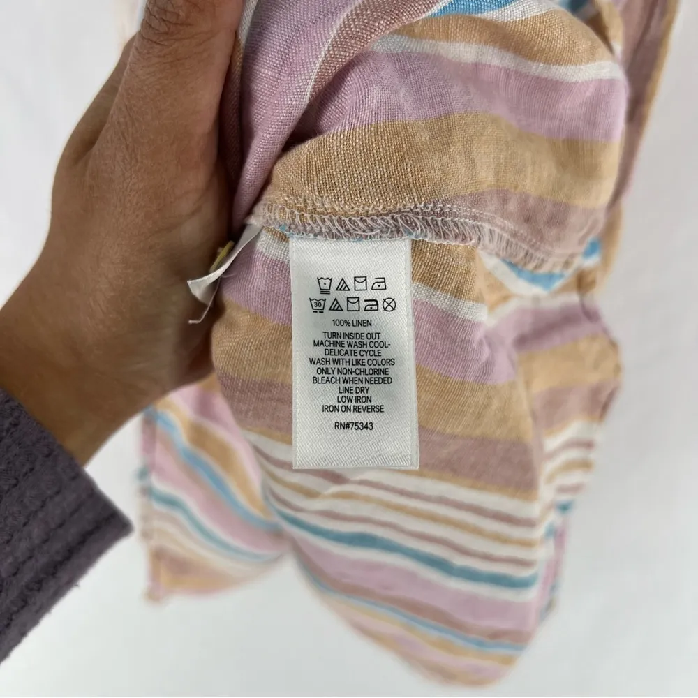 C&C California Linen‎ Pastel Multicolor Striped Halter Mini Dress Breathable - Image 8