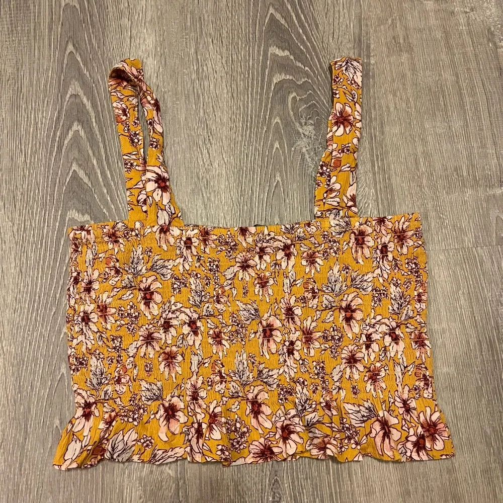 American Eagle Cropped Floral Sleeveless Shirt Smocked Tank Top Size S NWT Boho - Image 7