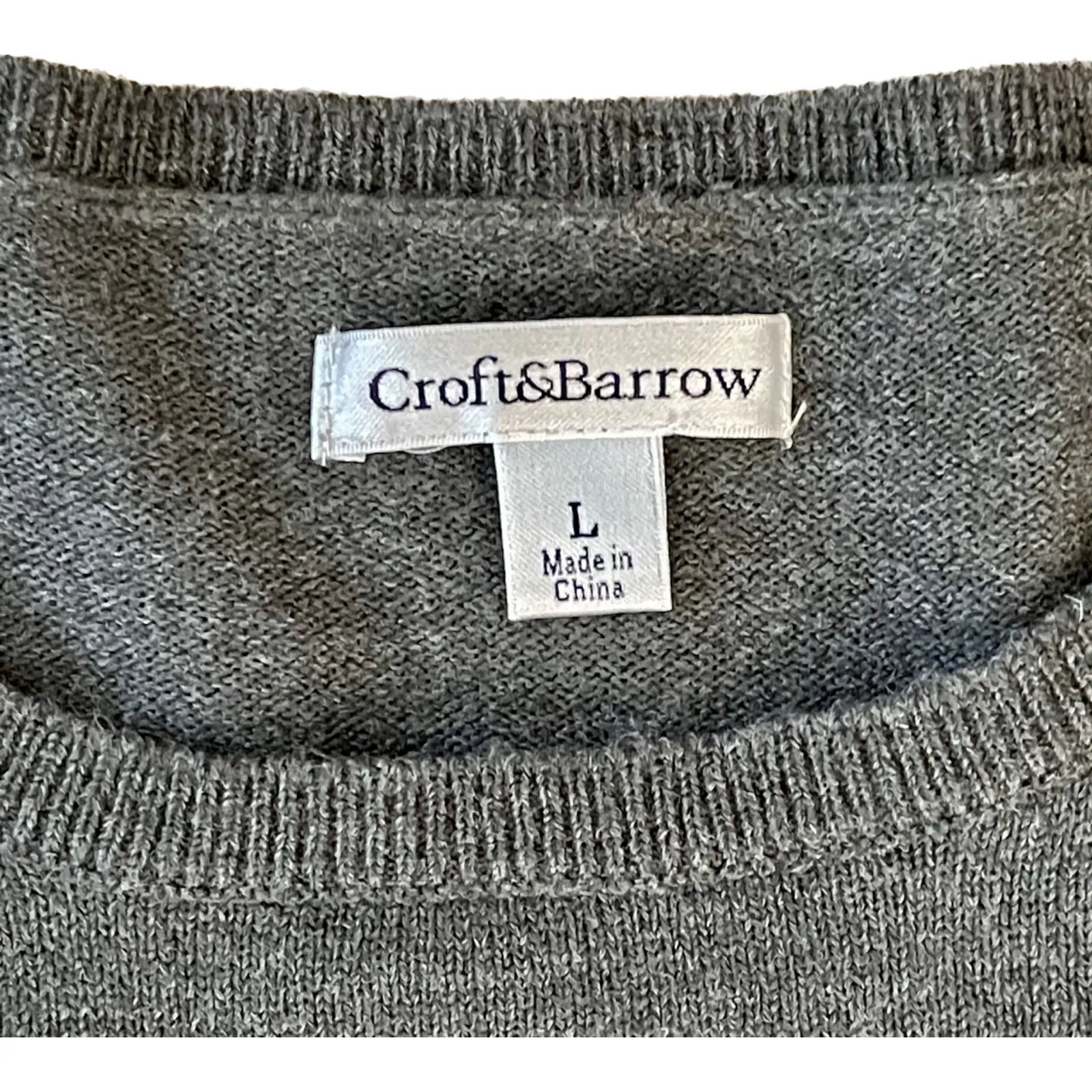 Croft & Barrow | Dark Gray Ribbed Crewneck Sweater | Large - Image 3