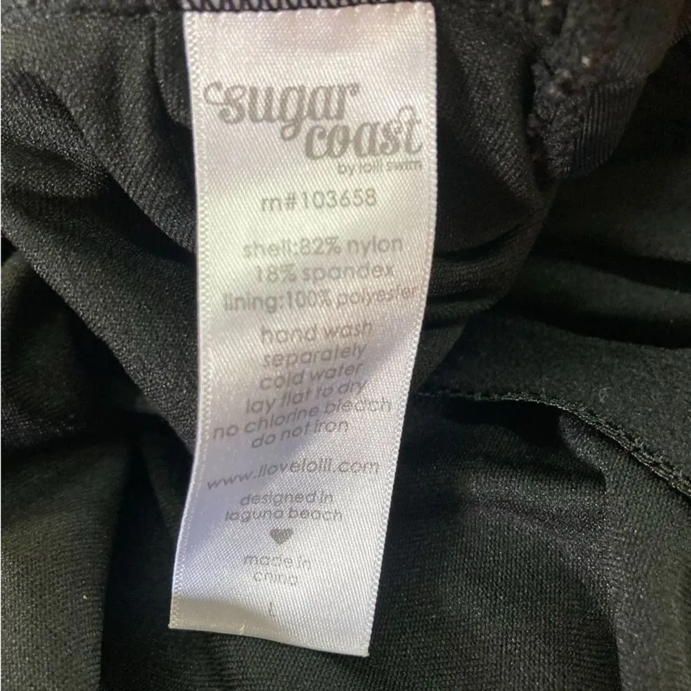 Sugar Coast Women's‎ Swimsuit Sz L Black Ruffle Trim One Piece Size L - Image 6