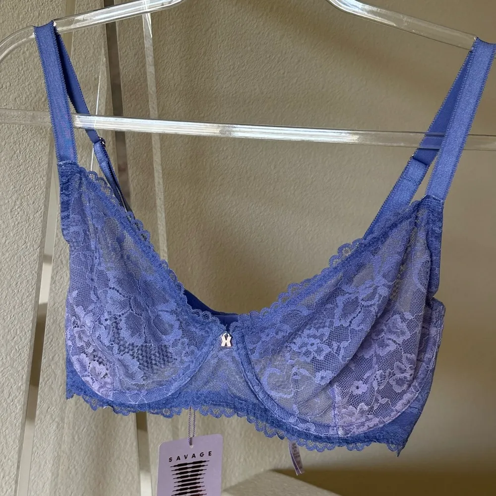 Savage X Fenty Purple Lace Bra Collection Size XL - Image 9