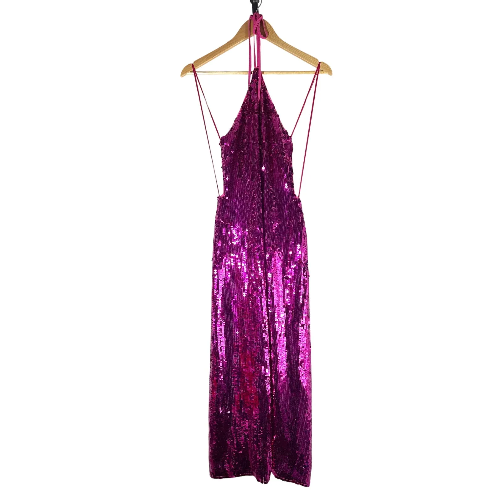 Cult Gaia Tasmina Anemone Sequin Backless Halter Midi Dress Small - Image 2