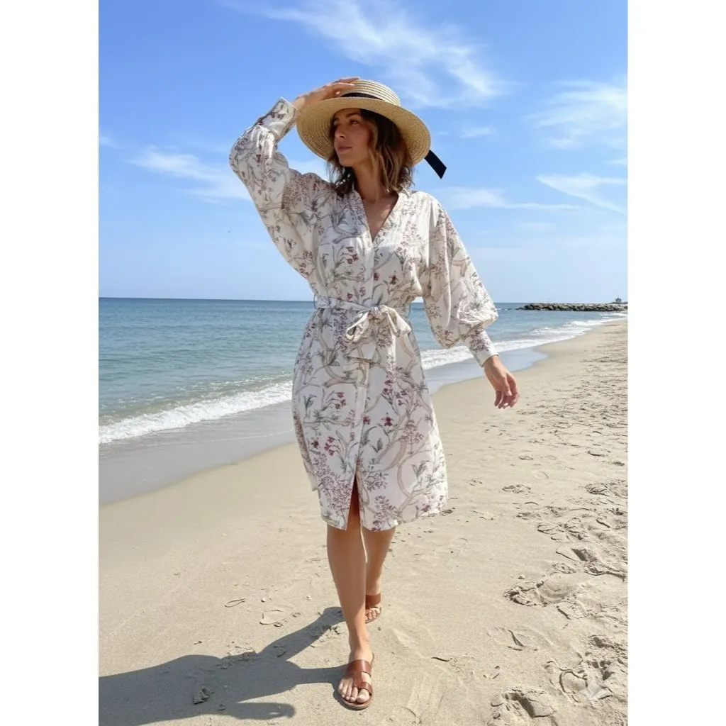 NWT Johanna Ortiz x H&M Oversized Linen Shirt Dress in Natural White Orchid M - Image 2