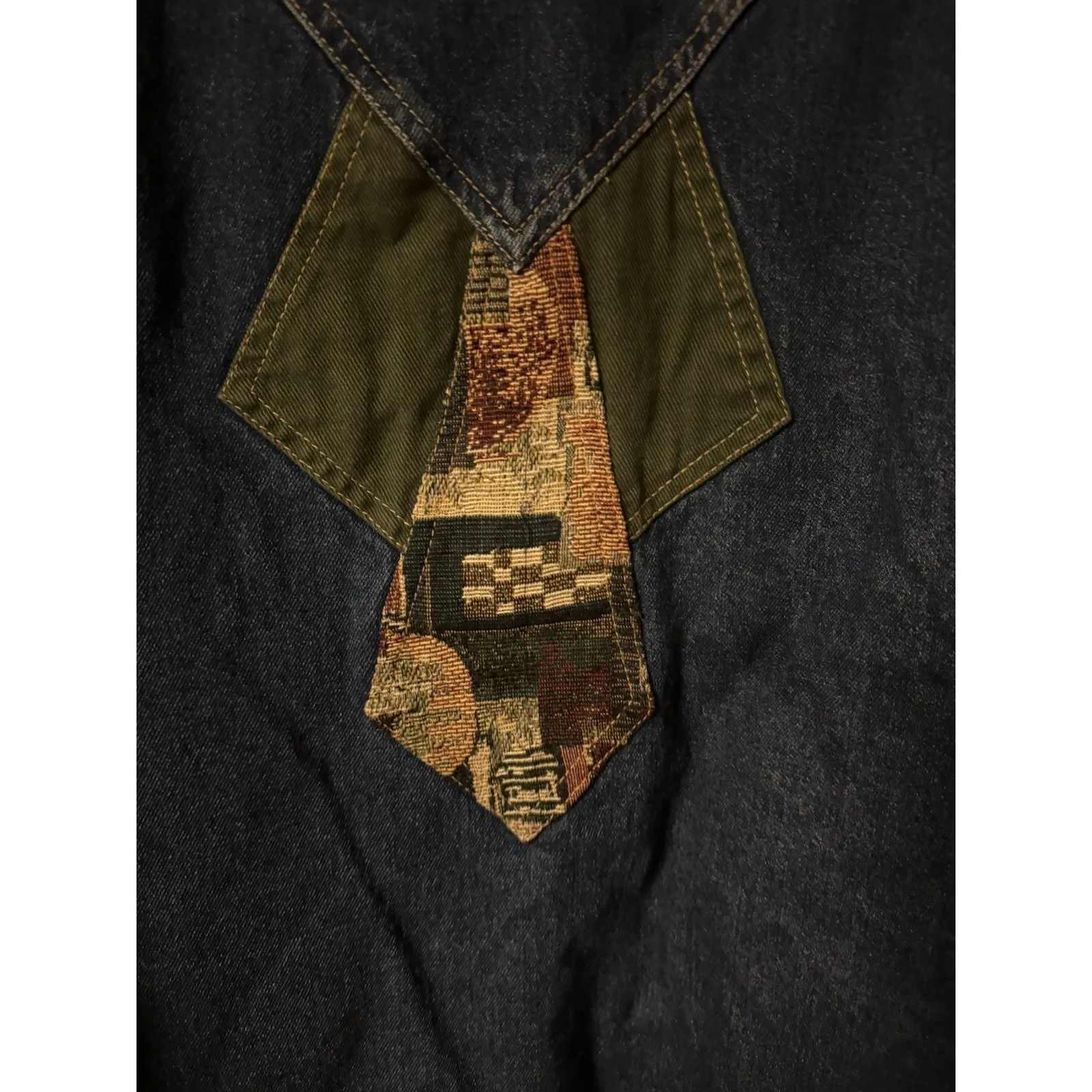 Vintage 90's Blair Patchwork Denim Jacket XL Southwestern Tapestry Western Coat - Image 16