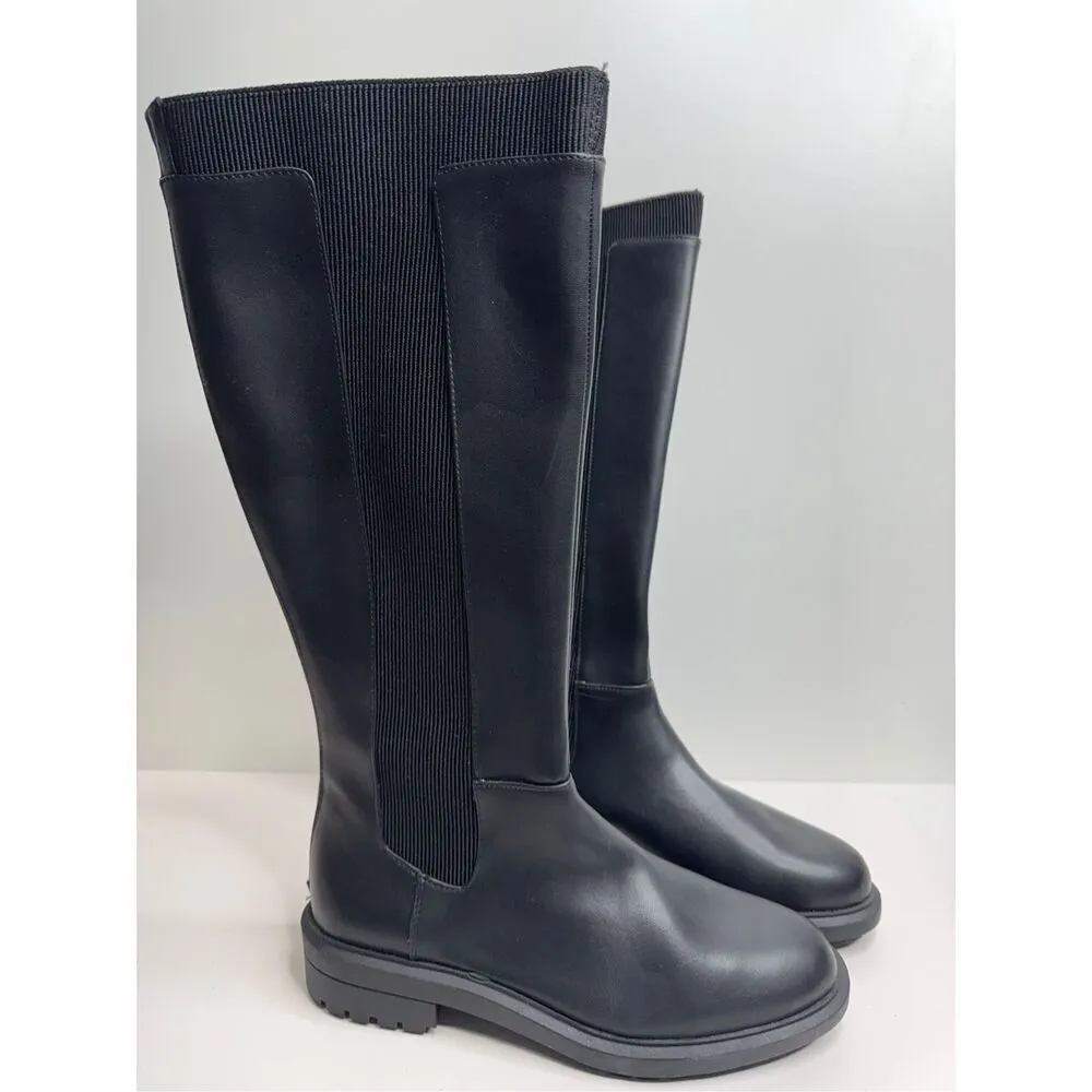 Alfani Riding Boots Size 9.5 Black Block Heel Back Zip NEW - Image 2