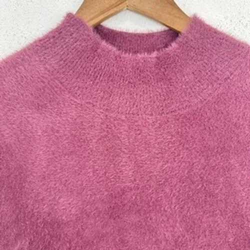 Bailey/44 Fuzzy Mock Neck Sweater Short Sleeve Plum Purple Extra‎ Large XL Top - Image 2