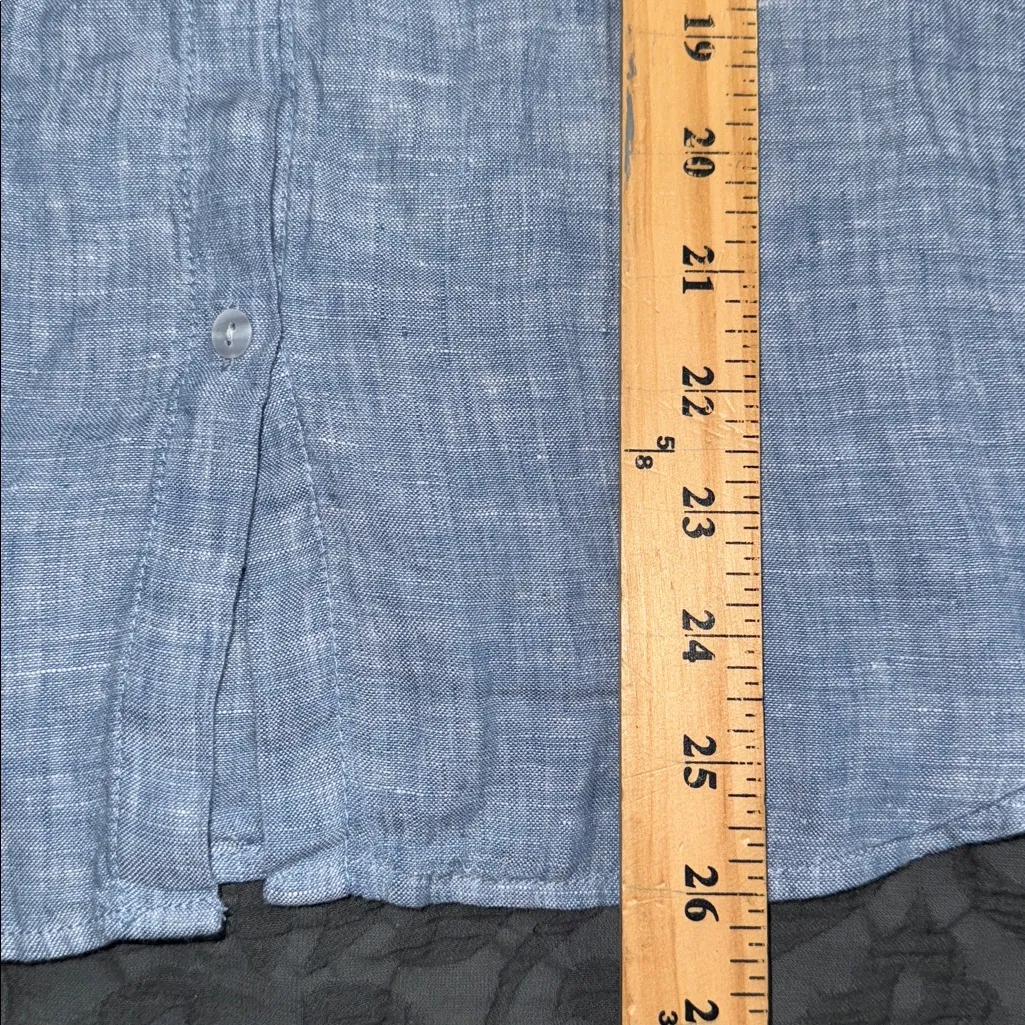 TAHARI women’s medium 100% linen long sleeve roll tab button down shirt - Image 3
