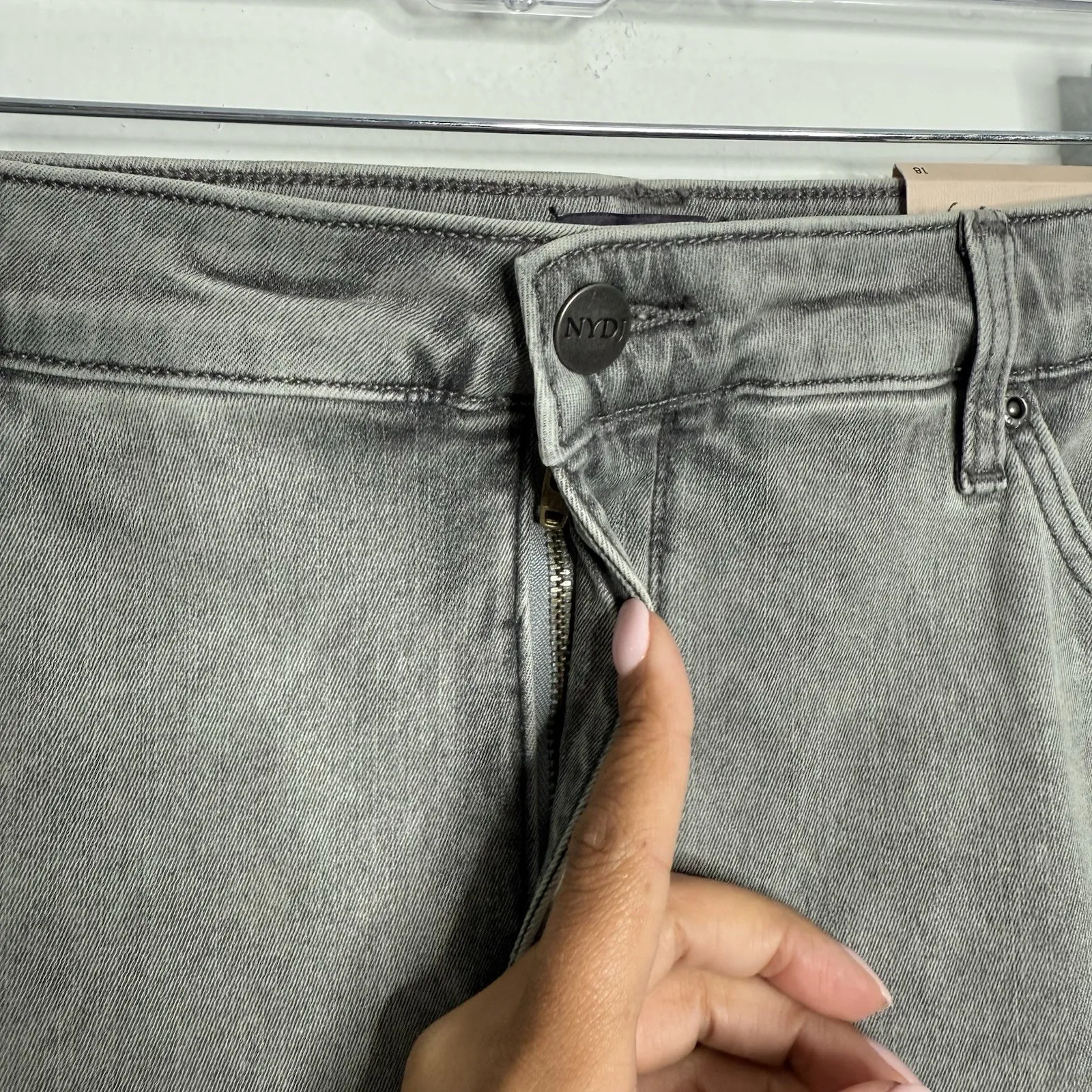 NWT NYDJ Sheri Slim Ankle Curve Shaper Islandpine‎ Gray Size 18 Inseam 27" - Image 5