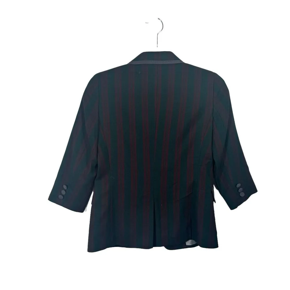 Boy. Band of Outsiders Schoolboy Blazer Green Red Striped Womens 2 US Small (4) - Image 6