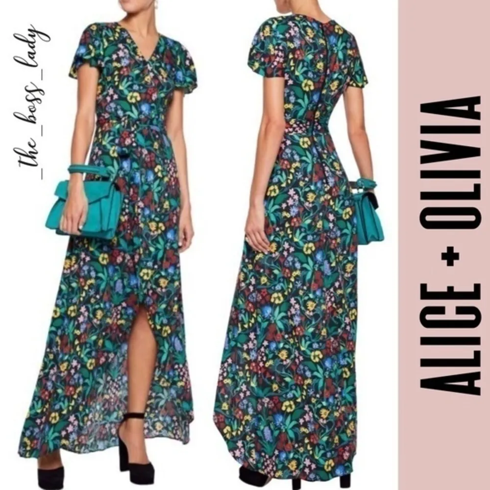 ALICE + OLIVIA dress floral maxi spring summer slit - Image 4
