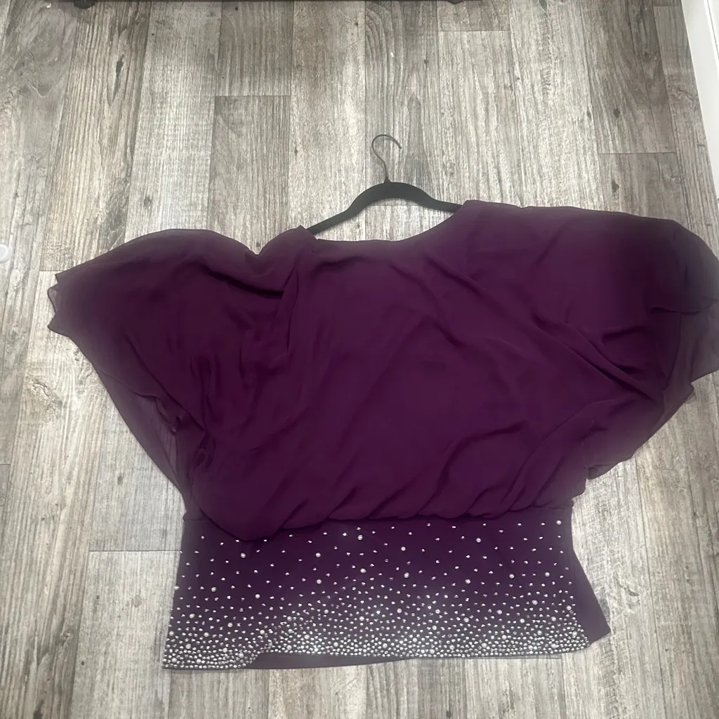 MSK Purple Blouse with Beaded Hem Size XXL - Image 4