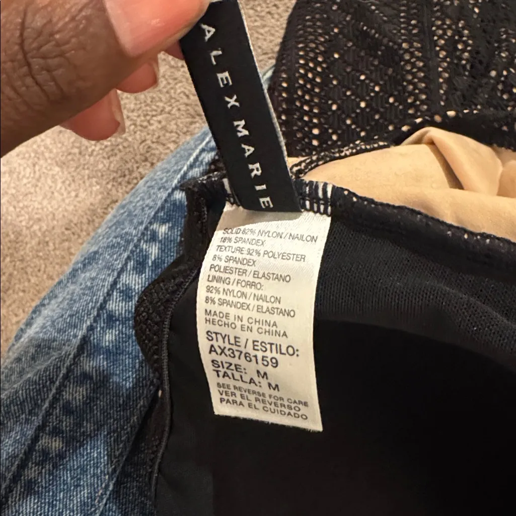 Alex Marie Fit Solution Black/Cream Two Piece Tankini & Skirt Swim Set SIZE M - Image 4