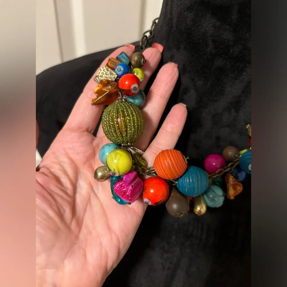 Vintage Multicolor Beaded Cha Cha Necklace - Image 5