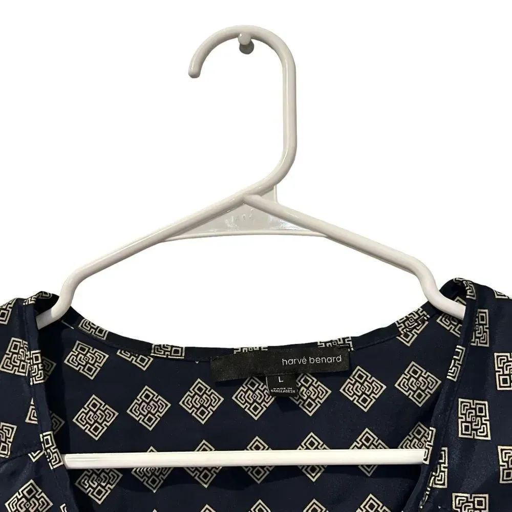 Harve Bernard‎ Navy Blue and Tan Women’s Blouse Size Large - Image 4