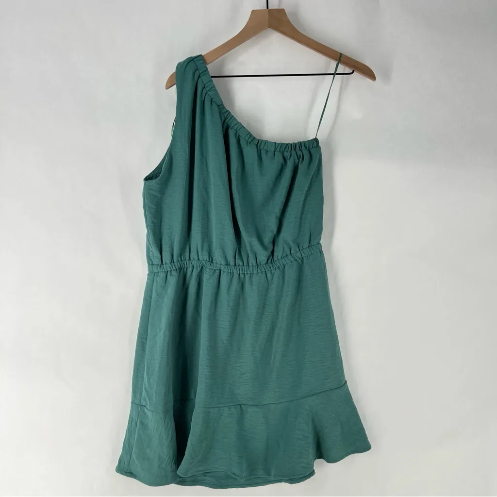 Socialite Aqua Teal Lightweight‎ One-Shoulder Ruffle Hem Dress NWT Size XL - Image 10