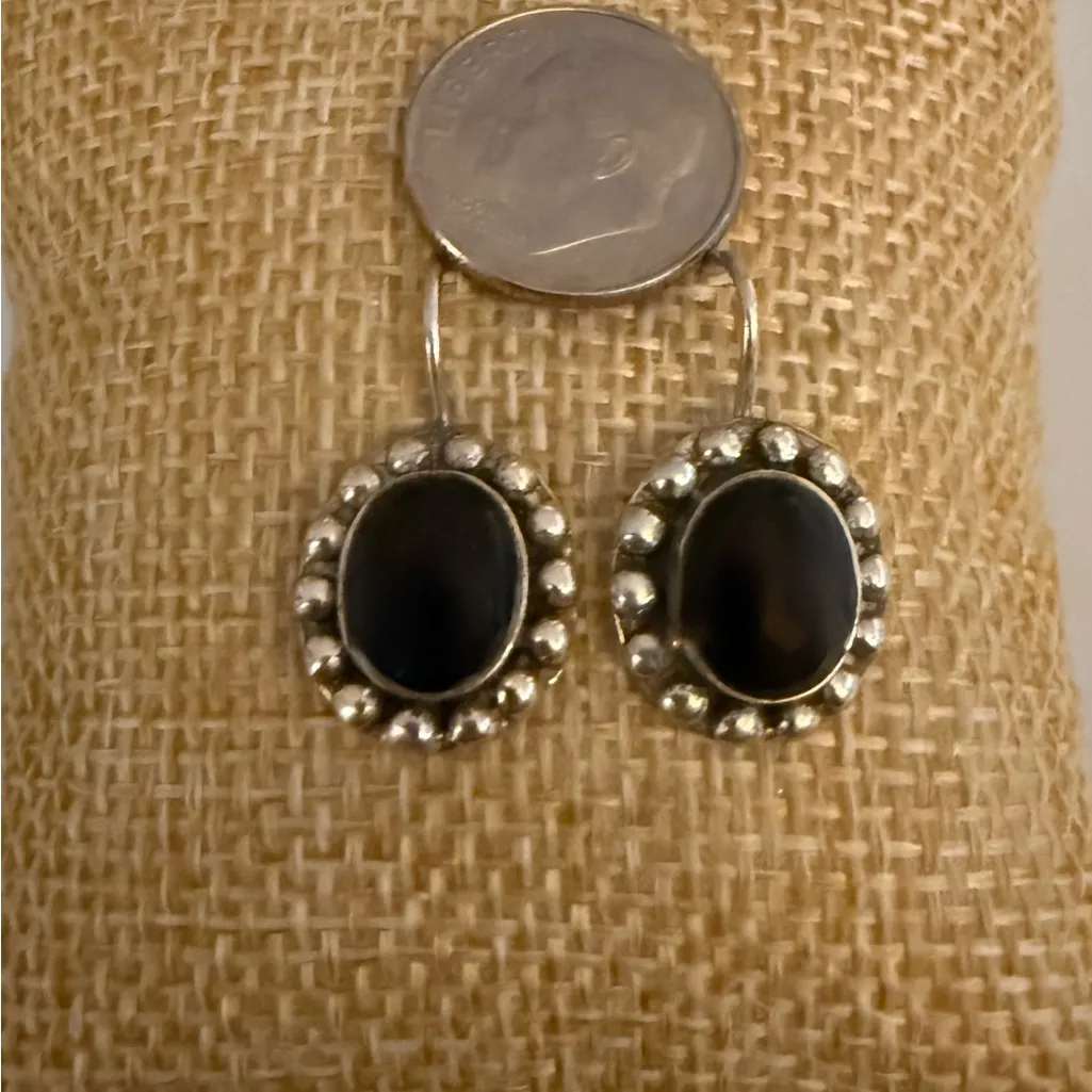 Onyx Earrings Sterling Silver Signed Thailand - Image 5
