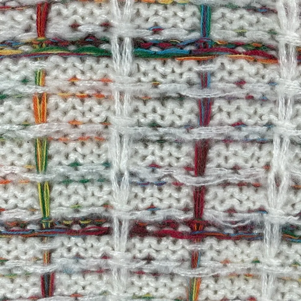 by Anthropologie Confetti Sweater Cream Rainbow Plaid Size XS Extra Small - Image 5