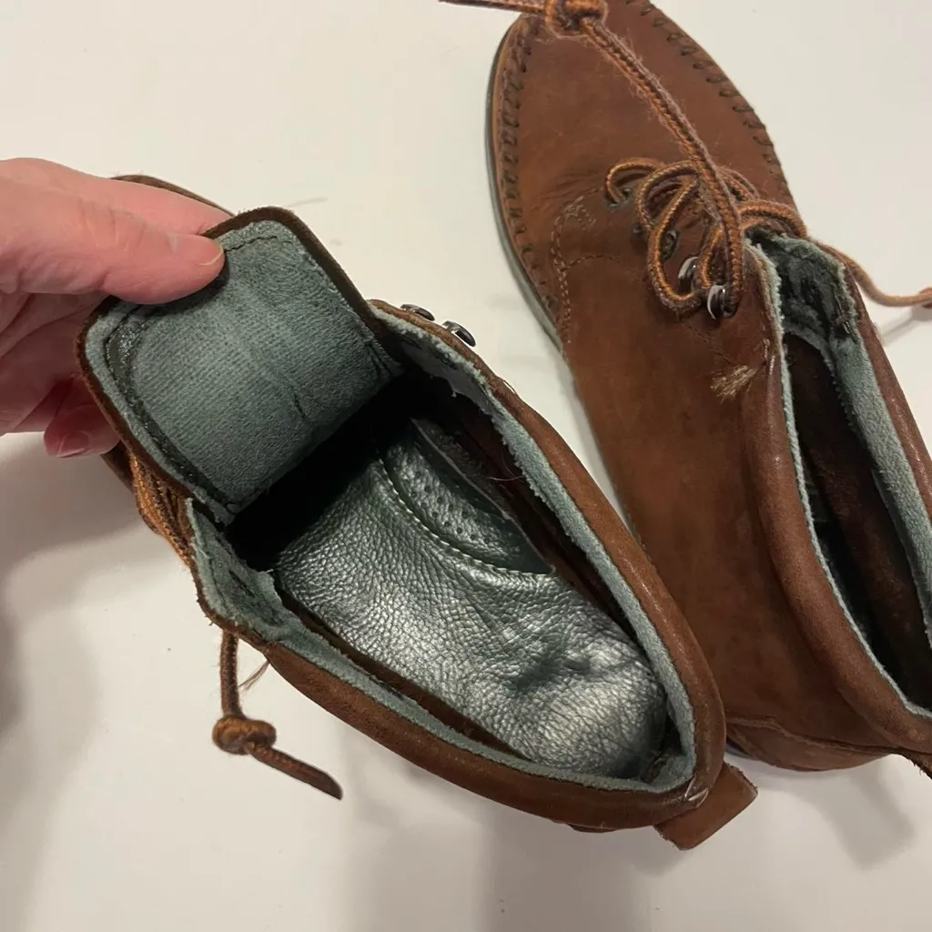 Dexter Women's 7 Brown Leather USA Made Booties Moccasin Nature Friendly Boots - Image 4