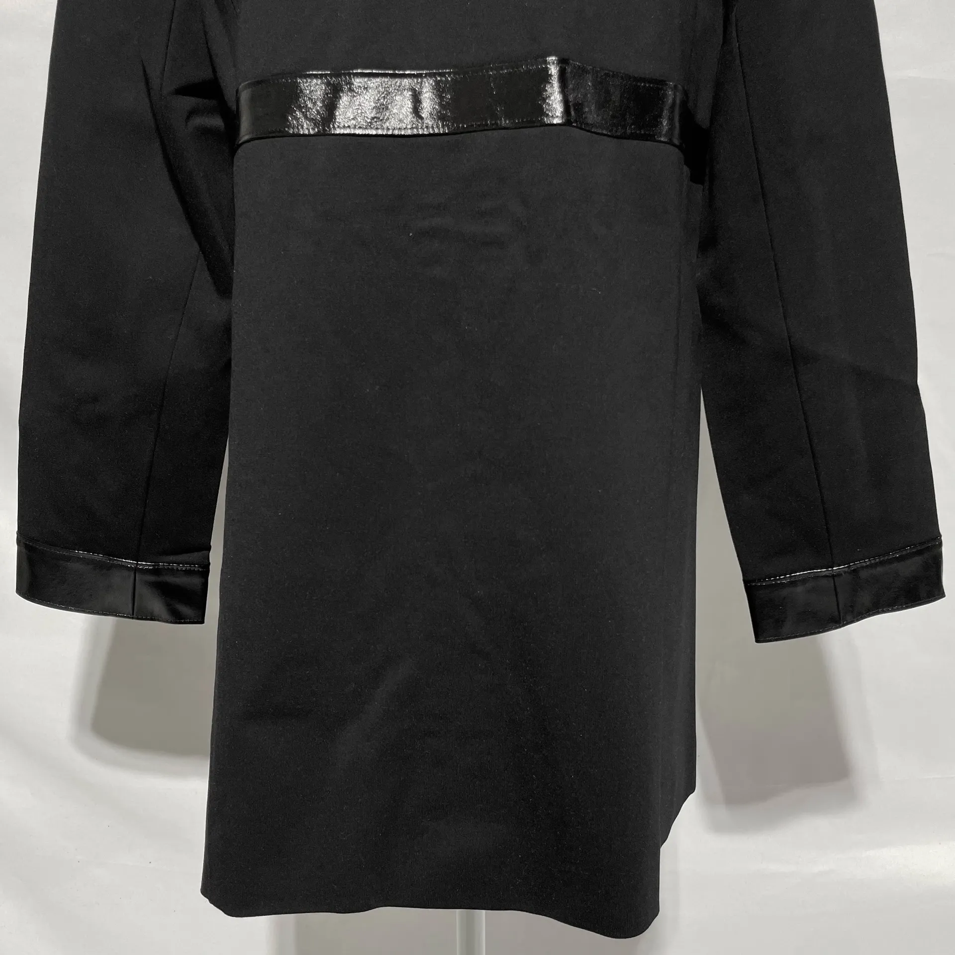 New Dennis Basso Patent Faux Leather Trim Ponte Topper Jacket Black Size Medium - Image 10