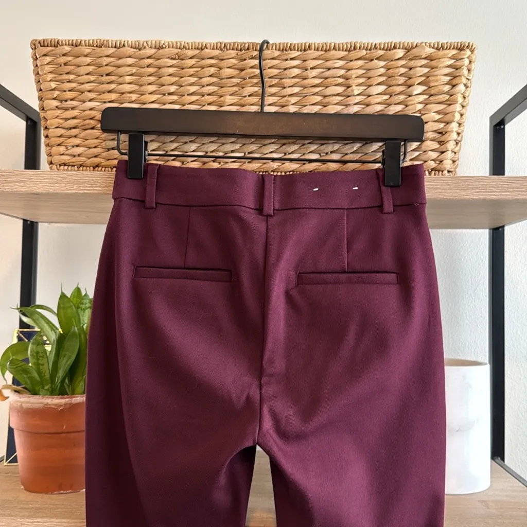 NWT Loft The Sutton Skinny Burgundy Mid-Rise Career Woven Dress Pant, 00P - Image 5