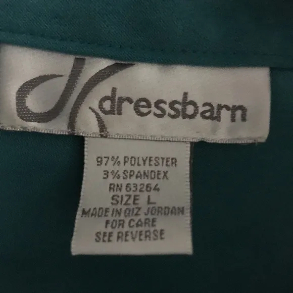 Dressbarn Teal Full zip up Jacket‎ athletic Womens Size L - Image 2