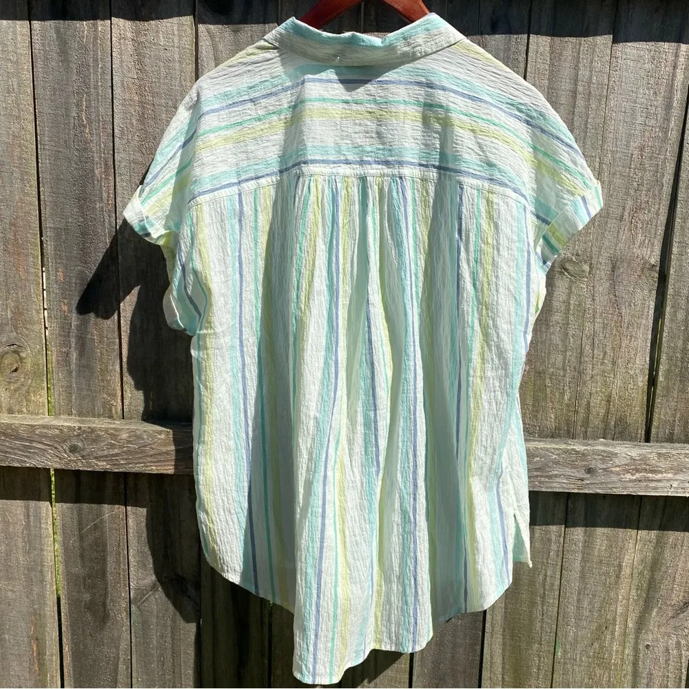 A.N.A Gauzy Cotton Striped Oversized Button Down Shirt - Image 5