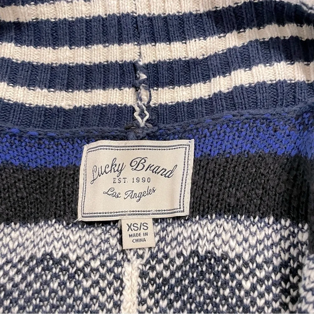 Lucky Brand Womens Blue Geometric Oversized Open Front Cardigan Sweater XS/S - Image 7