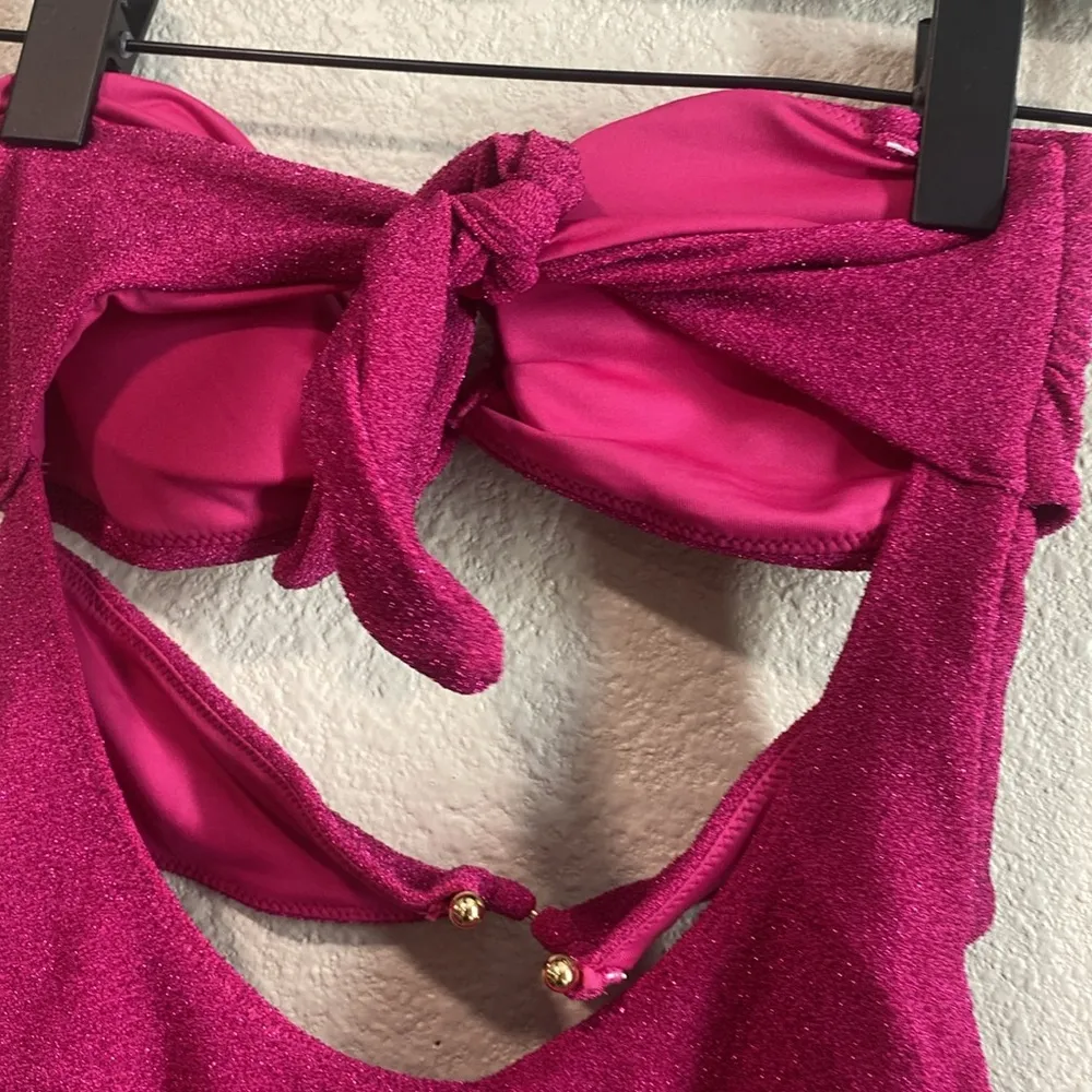 VICTORIA'S SECRET‎ SWIM Shimmer Cut-Out Bandeau One-Piece Swimsuit Size Small - Image 9