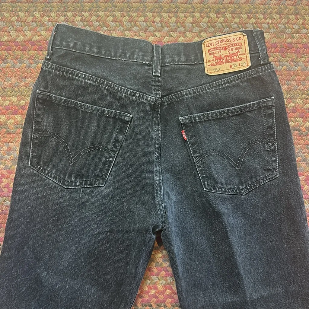 RETRO LEVIS 550 BLACK RELAXED FIT DENIM JEANS - Image 3