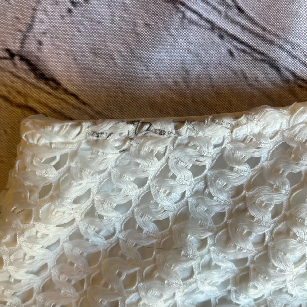 Bebe Crochet Beaded Boho Ivory Tank Crop Top Lined Small - Image 10