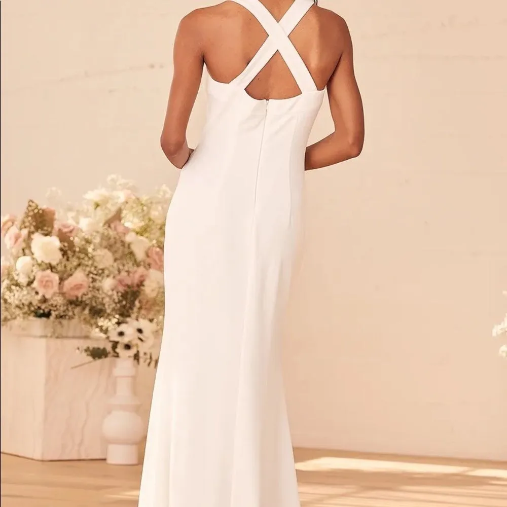 White Long Square Neck Dress - Image 3