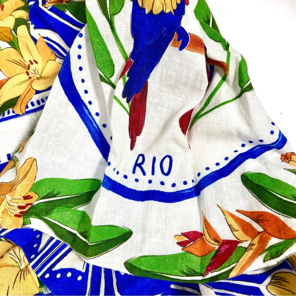 Farm Rio Tropical Destination Midi Linen Blend Shirt Dress Small NWT - Image 11