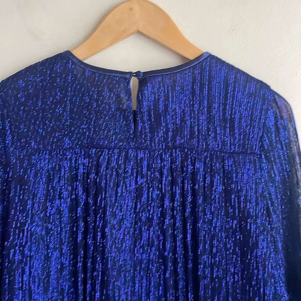 Anthropologie Moulinette Soeurs Ruffled Metallic Top Navy - Image 13