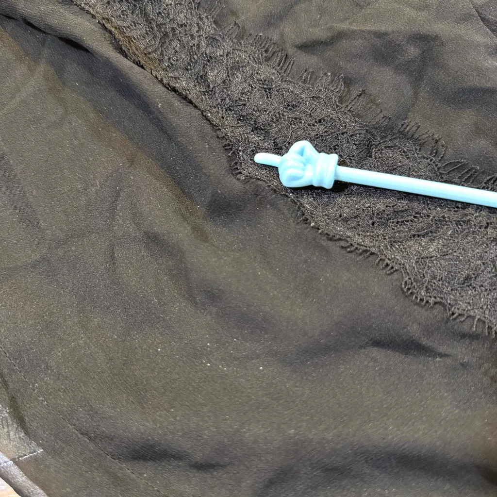 Vintage Betsey Johnson New York Black Silk Slip Skirt A-Line Size 6 - Image 14