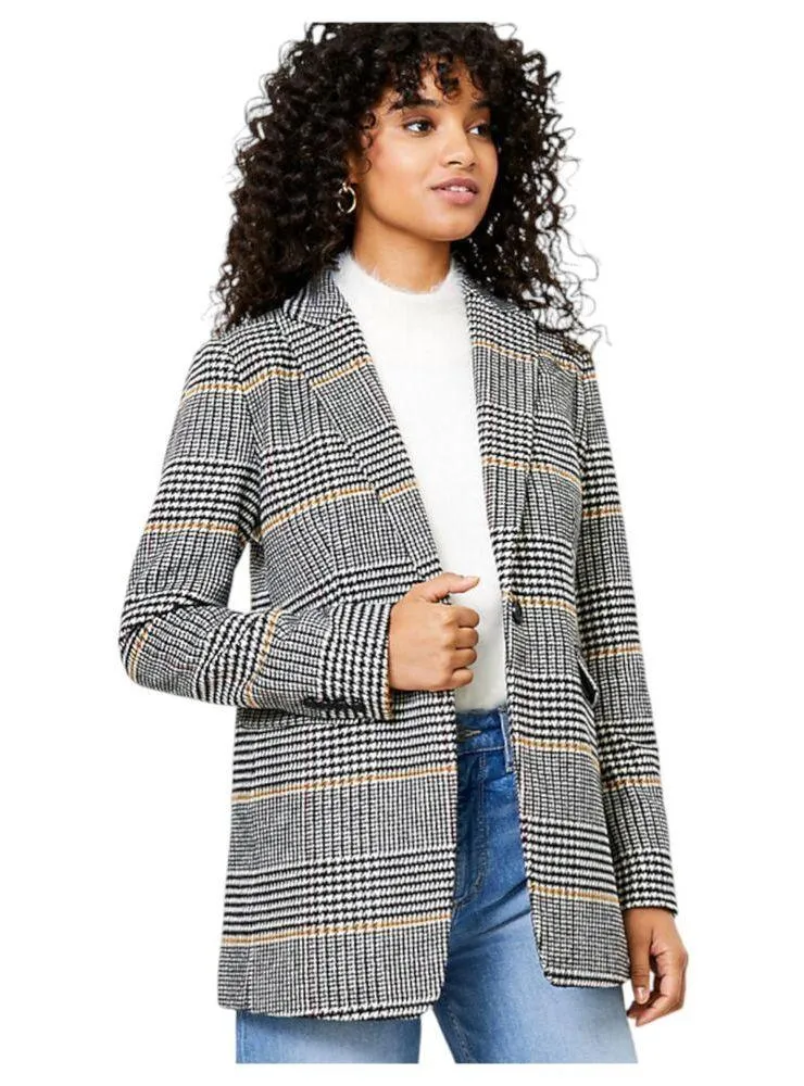 Loft Plaid Modern Blazer Oversized Slouchy Houndstooth Size 10 As Seen On TV - Image 4