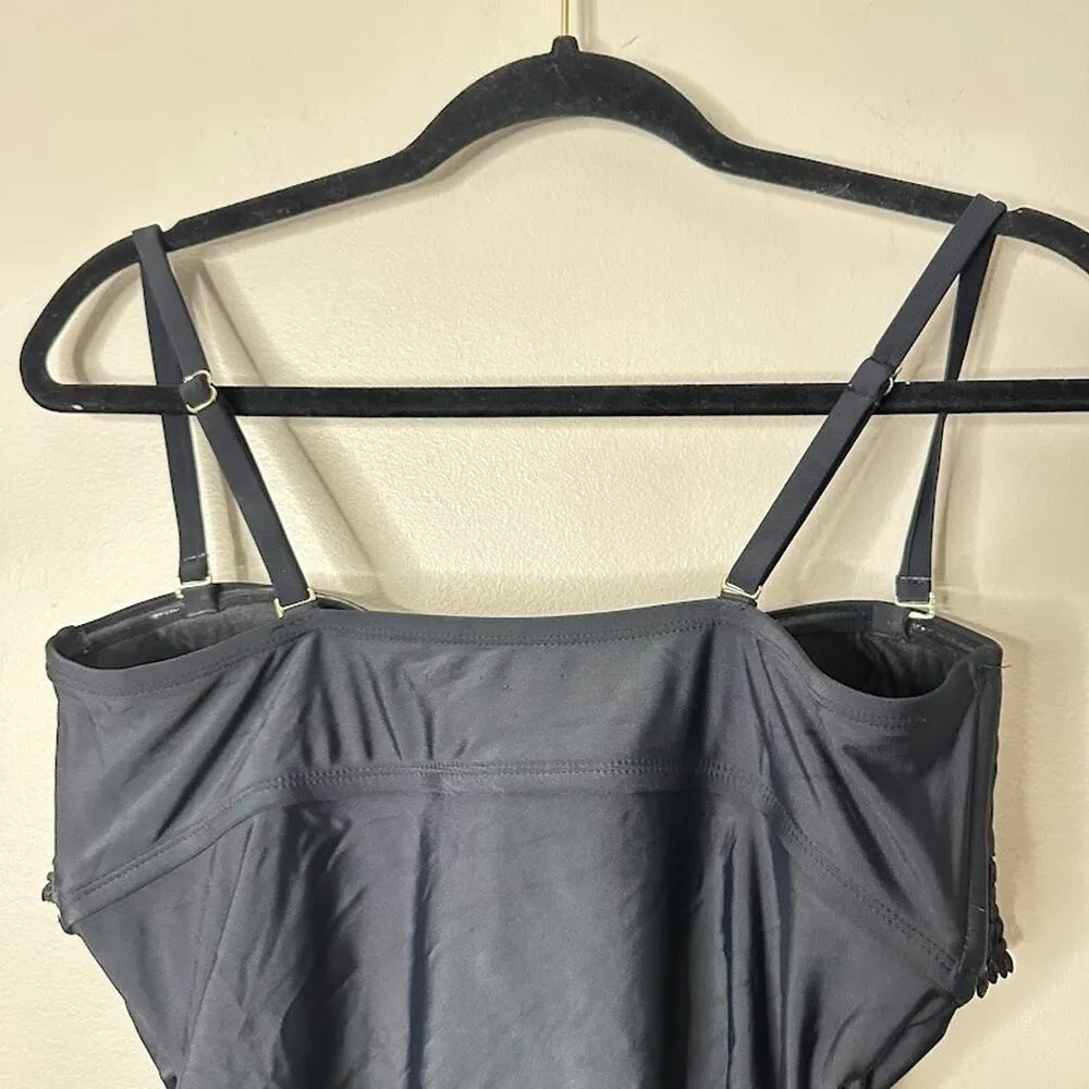 Kona Sol One Piece Womens M Swimsuit Swim Beach Resort Cruise Black Padded - Image 3