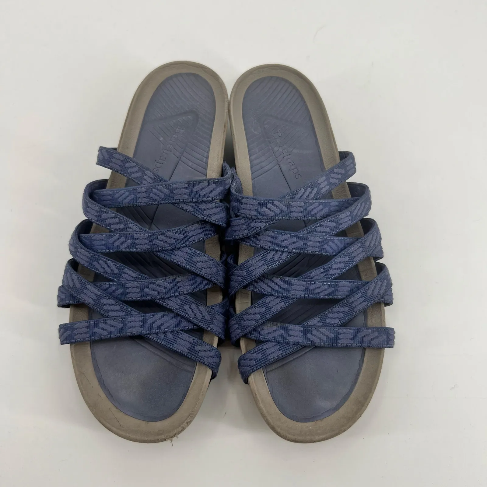 Bare Traps Sandals strappy Slide Wedge Heel Blue Gray Strappy Slip On Woman sz 8 - Image 4