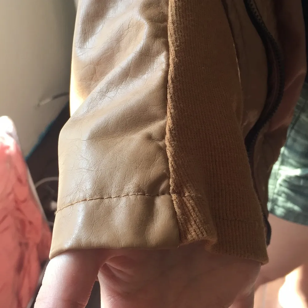 Faux Leather Jacket Hoodie jacket zippered pockets - Image 6