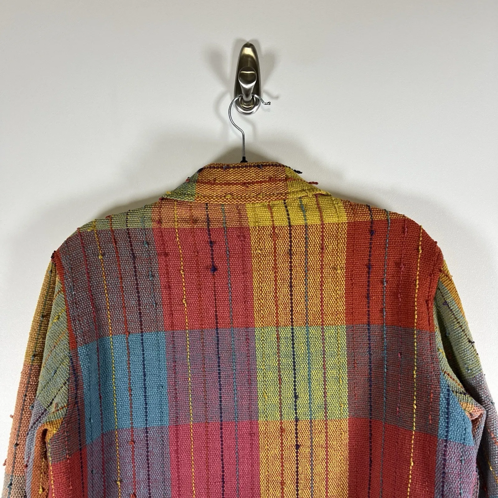 TRAVEL SMITH PATCHWORK ARTSY BOHO JACKET BUTTON DOWN Women's Size Large Colorful - Image 8