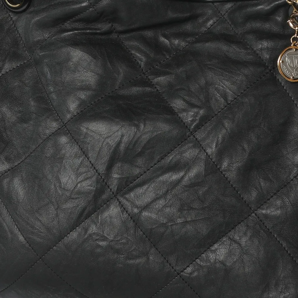 Lanvin Black Leather Diamond Stitch Bow Tie Tote - Image 11