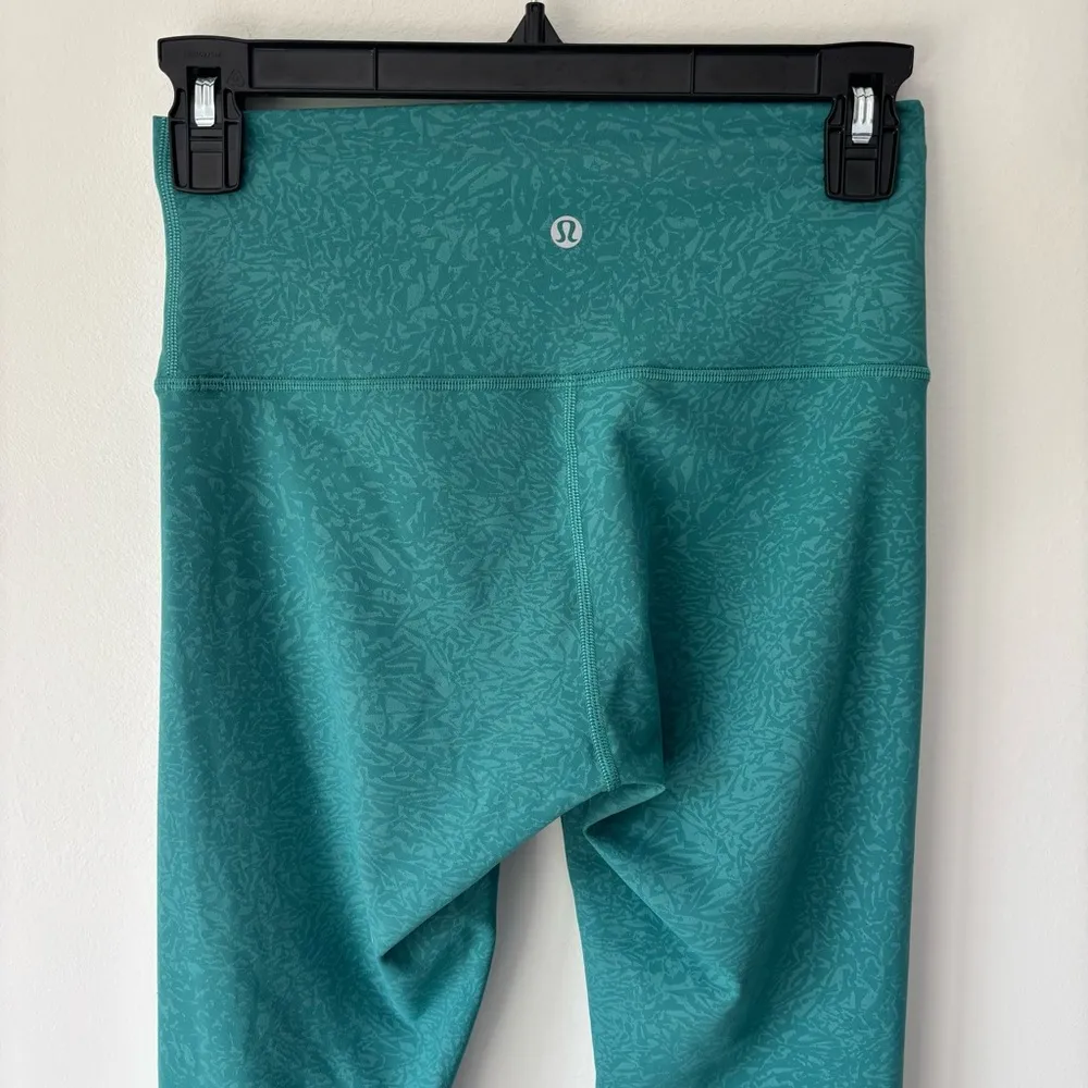 Lululemon Wunder Train High Rise Crop Leggings Crunch Teal Lagoon Athleisure - Image 8