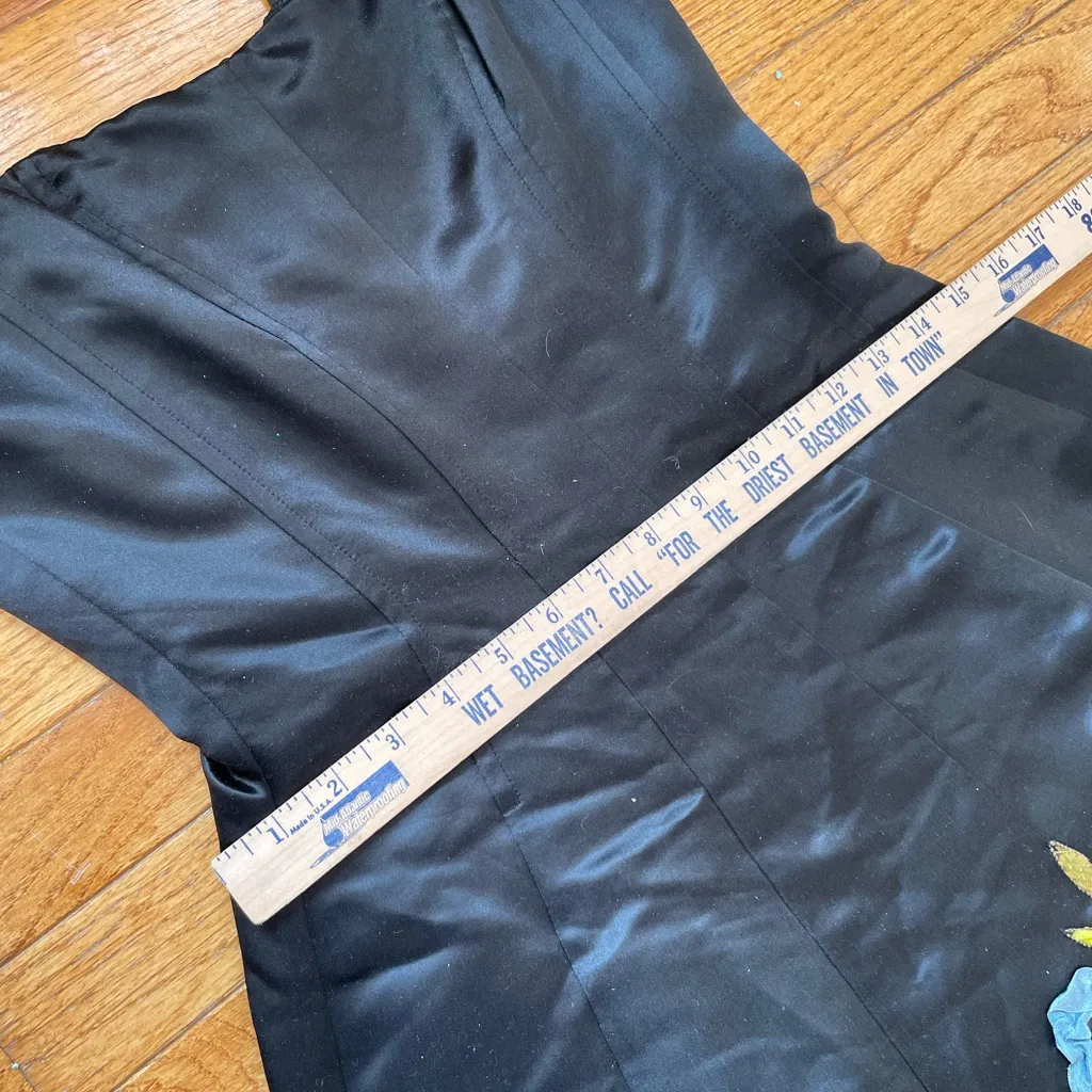 Vtg 90s Betsey Johnson Evening Silk Dress Tulle Embroidered Mad Hatter Whimsy 6 - Image 8