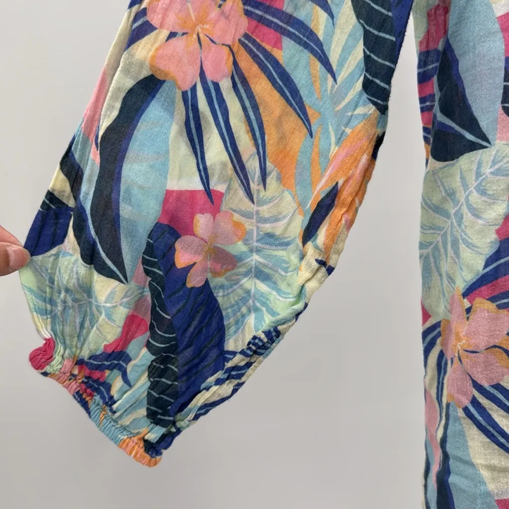 Sundance Multicolor floral tropical lightweight cotton button up top L flowy Pink Size L - Image 6