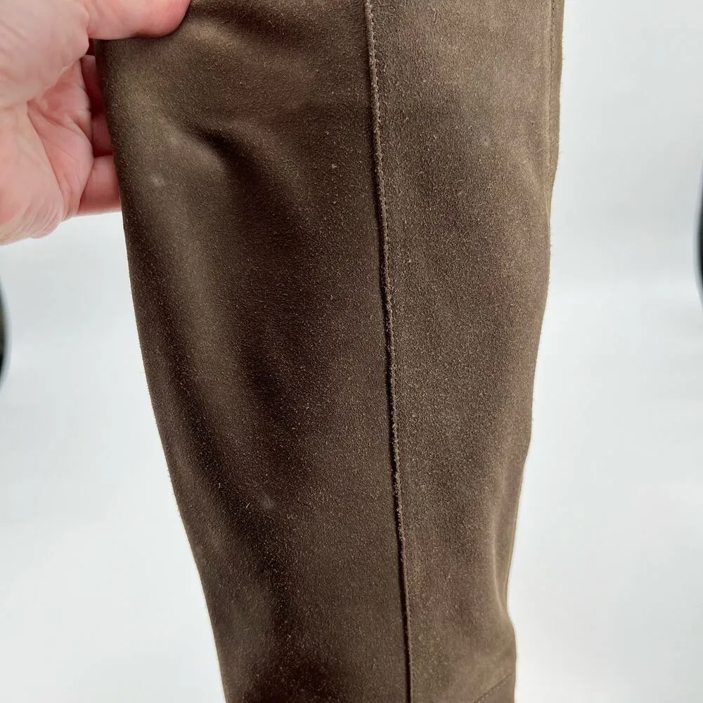 Joie tall leather wooden heel boots taupe brown high heel soft leather size 38 - Image 9