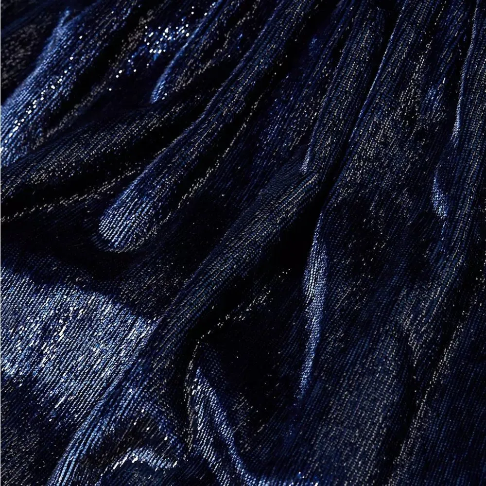 Ramy Brook Pam Midnight Blue Shiny Metallic Halter Top Size Medium - Image 7