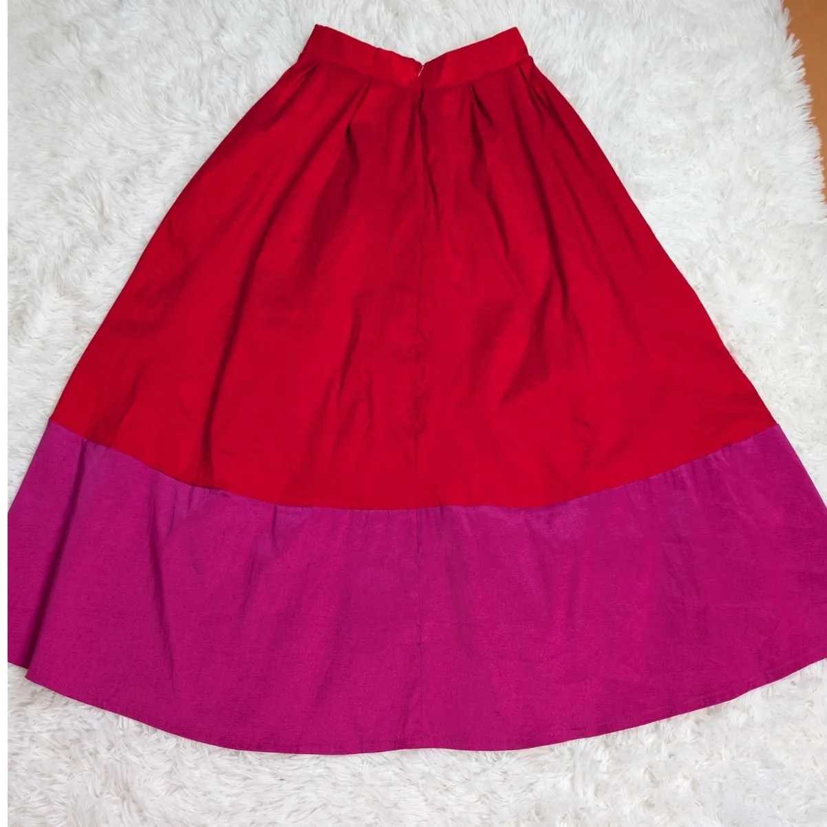 Shabby Apple Color Block Pleated Maxi Skirt Red and Purple Size 0/2 - Image 2