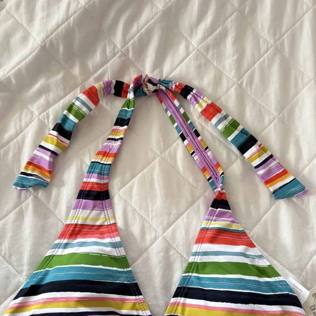 NWT Anne Cole Womens Size Small Striped Halter Bikini Top Swim Beach Summer - Image 3